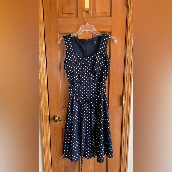 Alex Marie | Dresses | Alex Marie Black With White Polka Dots Knee Length  Sleeveless Dress Size 2 | Poshmark